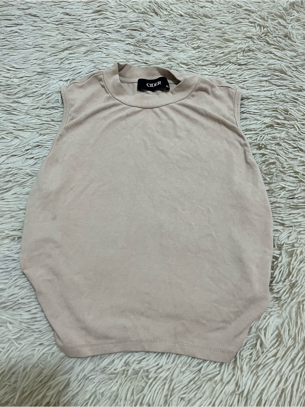 Cider Sleeveless Crewneck Tank in Soft Beige